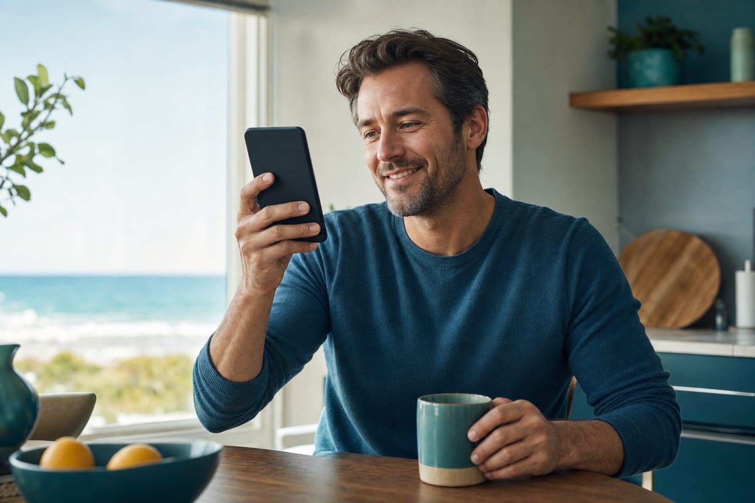 A person checking the lottery from home
